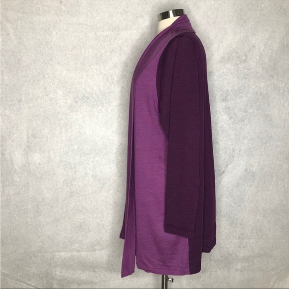 Eileen Fisher 1X Long Colorblock Cardigan Sweater - Picture 2 of 7